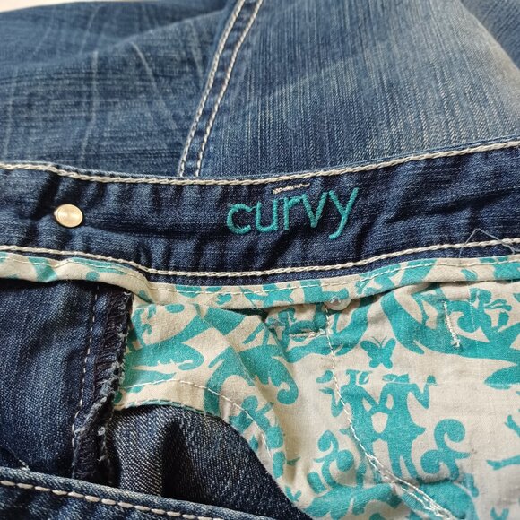 Maurices Womens Jeans Bootcut Curvy fit Dark wash Stretch Midrise Size 7/8 Long - Picture 8 of 11